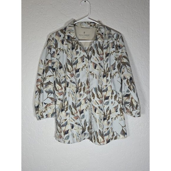 Royal Robbins Women Bug Barrier Expedition II Long Sleeve Leaf Print Shirt Large - Picture 1 of 6